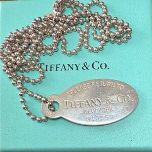 Tiffany & Co. Return To Silver Tag Long Necklace 32”